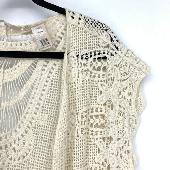 Soft Surroundings Crochet Wrap Womens One Size Cream Open Front + Sides - Picture 3 of 5